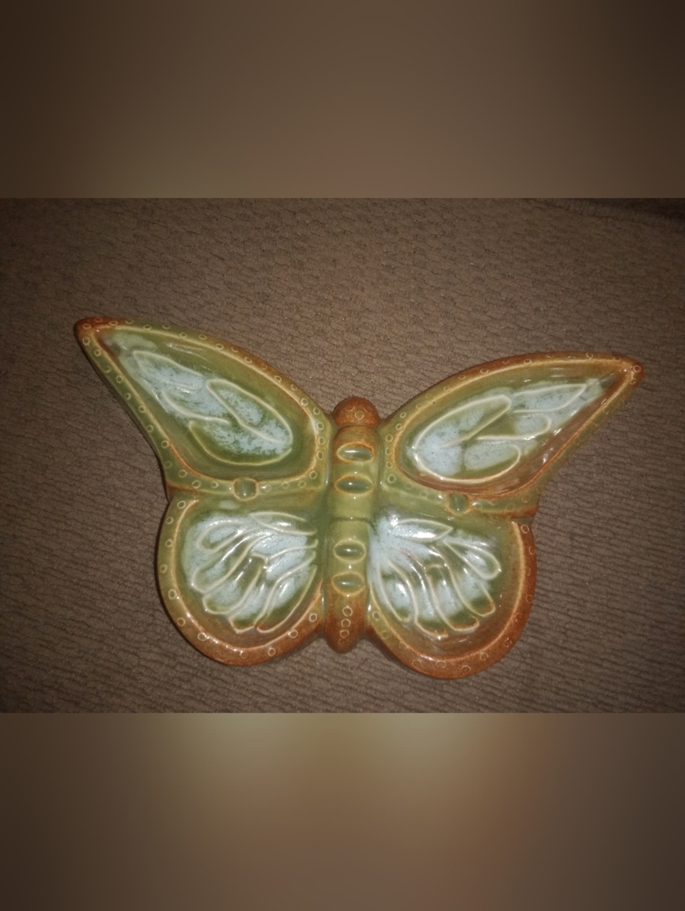 Vintage Red Wing Butterfly Drip Glaze Ceramic Ashtray 934 USA HTF Rare Retro